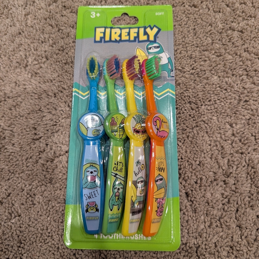 NIP Firefly 4 Kids Soft Toothbrushes Sloth Ages 3+